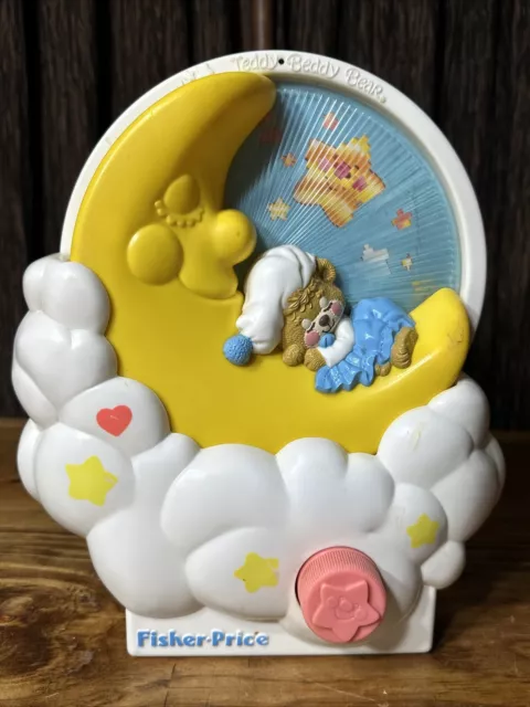Vintage Fisher Price Teddy Beddy Bear Musical Wind Up Baby Crib Toy 1985 Working