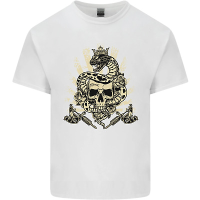 Tatuaggio Cranio Serpente Tatuatore motociclista Gotico Da Uomo Cotone T-Shirt Tee Top