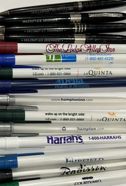 LOT OF (15) BALL POINT PENS 4 Gov. & 11 BUSINESS ADS -Hotels