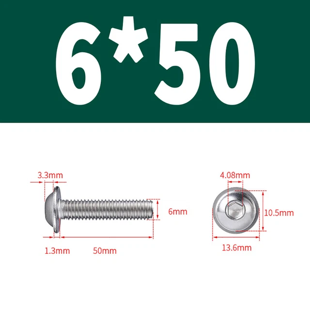 M2-M8 Socket Flanged Button Head Screws A2 304 Stainless Steel Hex Allen Bolts