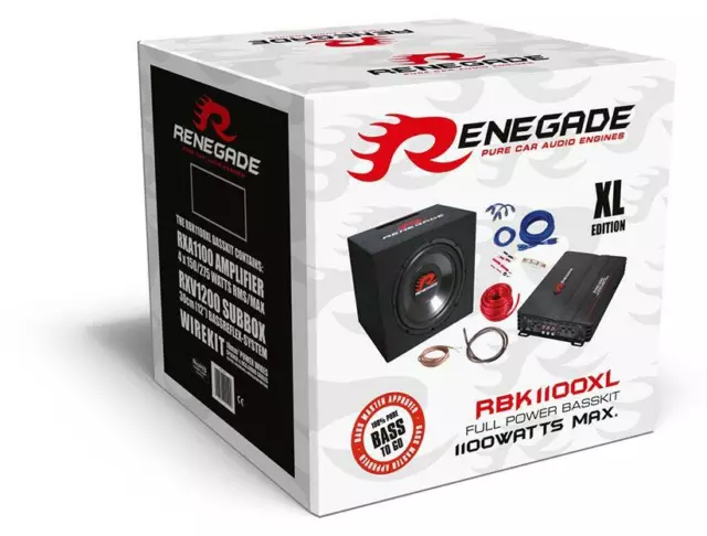 Renegade RBK1100XL 1100 Watt Basskit Subwoofer + 4-Kanal Amplificateur Et Câbles