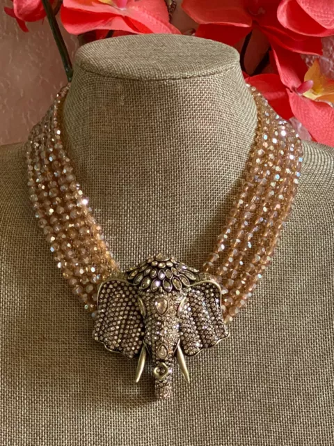 Heidi Daus Chic Sheik Elephant  Crystal Drop Necklace SoldOut
