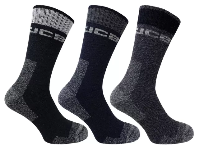 JCB Rugged Boot Mens Casual Work Socks 3 Pack Black/Grey/Navy UK 6-11 EUR 39-46