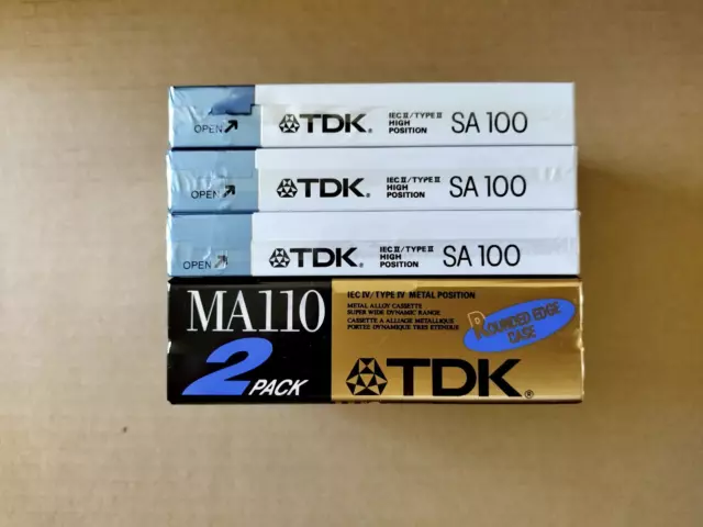 One New LOT of 5 TDK 100 and 110 Cassette Tapes.