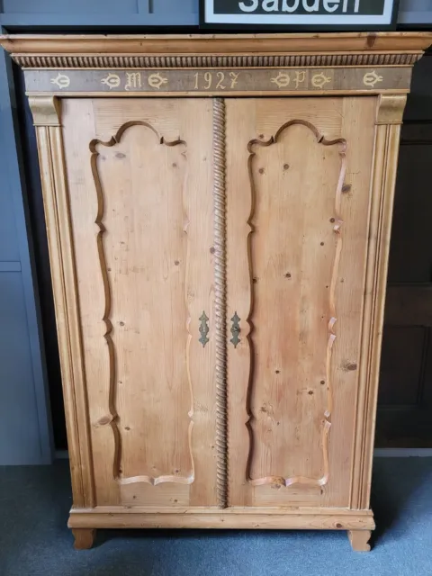 Antique French Pine Double Wardrobe