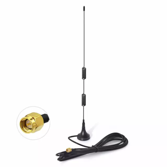 Dual Band VHF UHF 136-174MHz 400-470MHz Ham Radio Magnetic SMA Male Antenna 10ft