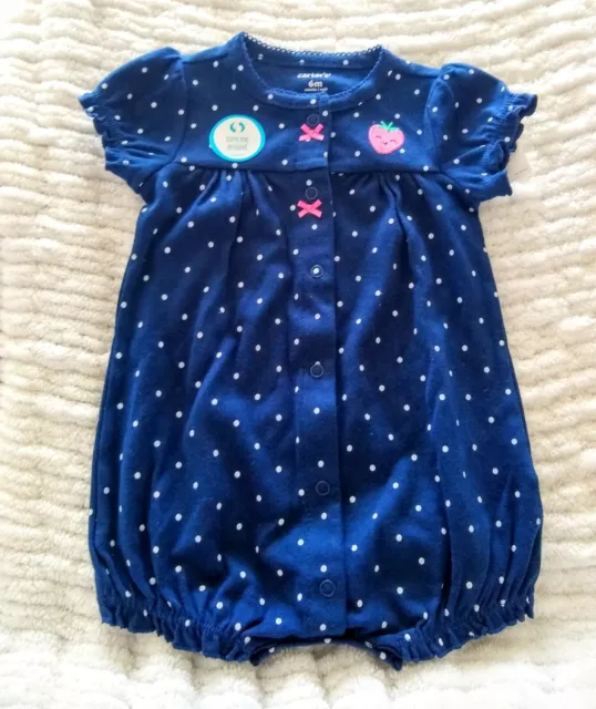 Carter's Infant Baby Girl Polka Dot Romper Size Newborn, 6, 12 months