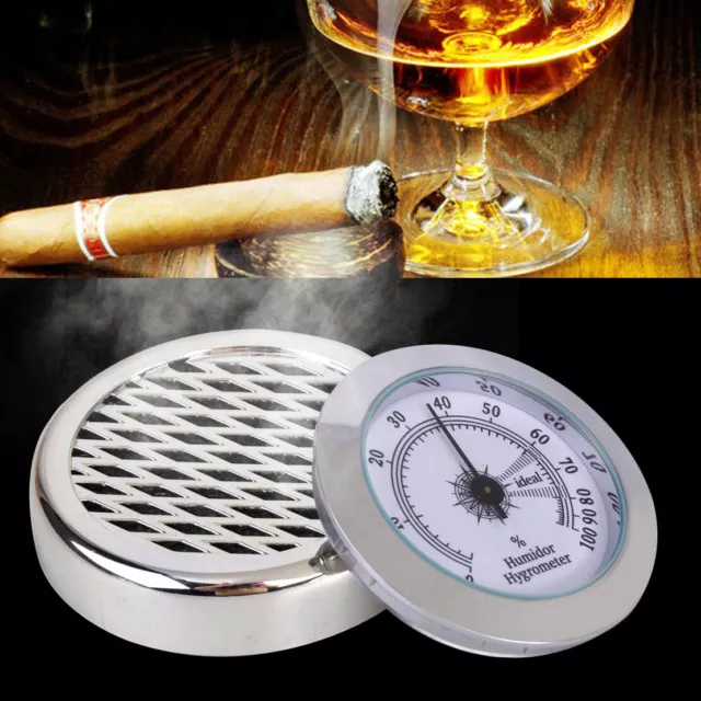 Smoking Tobacco Hygrometer with Round Humidifier Fit For Cigar Humidor ut