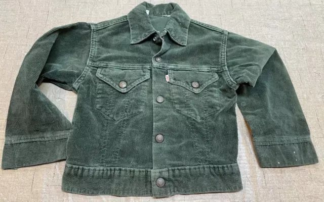 Vintage Childs Levis Green Denim Jacket USA 1970's? Fashion Rare Red Label