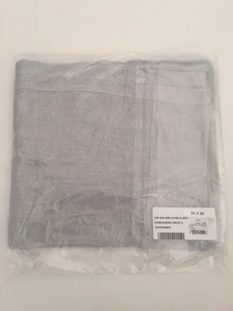 Restoration Hardware stonewashed Sheer Linen Drapery 50 X 96 Mist Blue Gray New