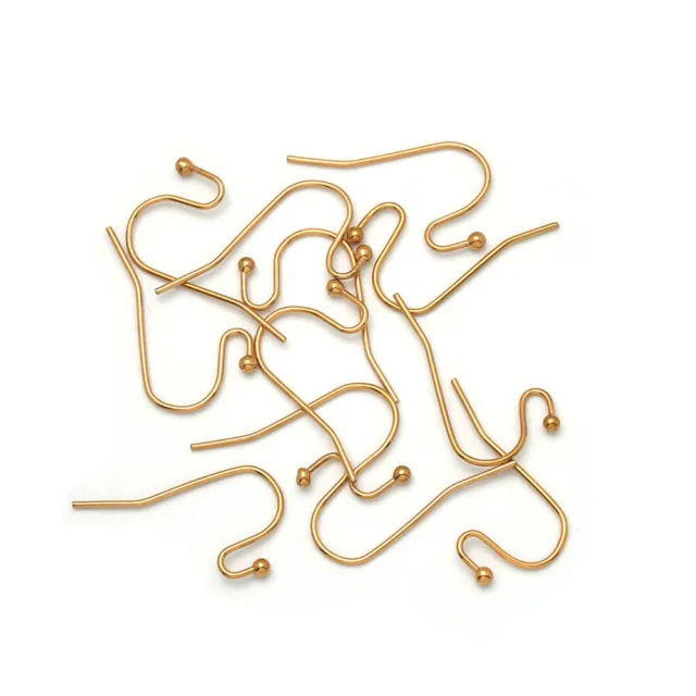 200pcs Stainless Steel Hypoallergenic Gold Silver Round Ball Earring Wire Hooks