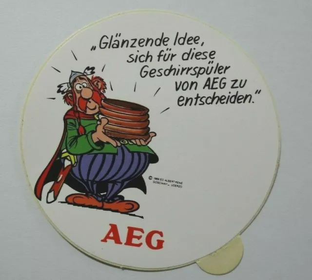 Werbe-Aufkleber Majestix Asterix AEG Werbung 80er