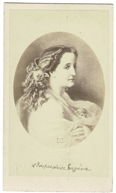 Tirage Albuminé Vintage – Eugénie De Montijo, Impératrice – Format 6,5x10,5 Cm – Année 1865
