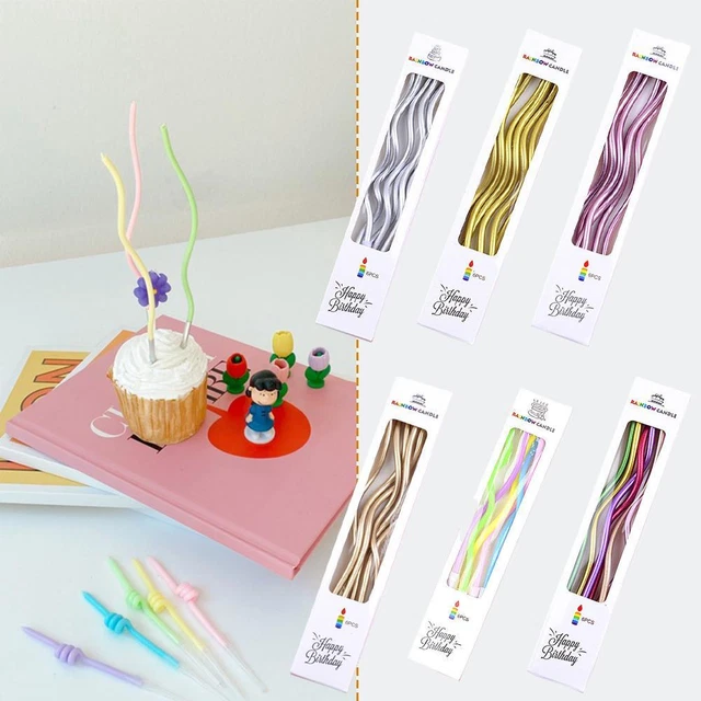 Velas para pastel de cumpleaños con soportes - Paquete de 6 - Reparto para pastel NUEVO 9CC5