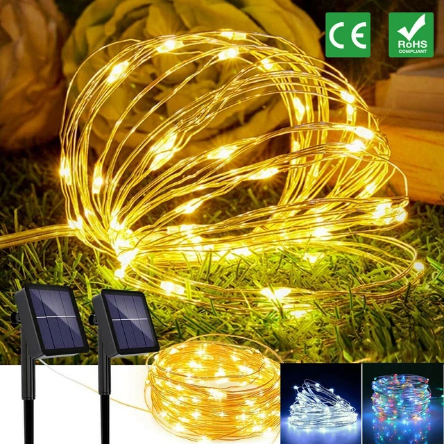 Solar String Lights Outdoor Waterproof Copper Wire Lights for Garden Yard Xmas