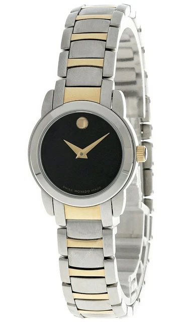 MOVADO Museum 24MM S-Steel Black Dial Two-Tone Women's Watch 0605512
