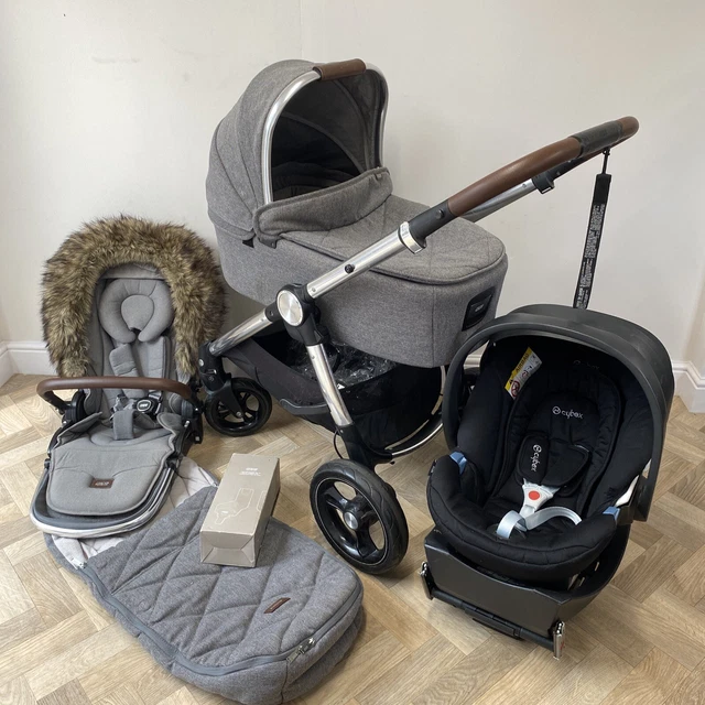 Mamas & Papas Ocarro Travel System + (Pushchair,  Car Seats & isofix) Grey Twill