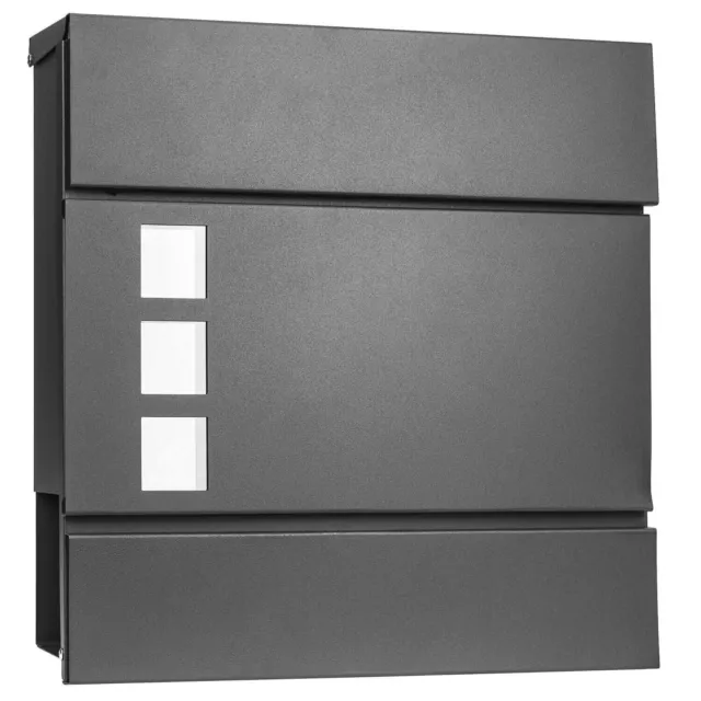 Steel Box Post Mailbox Square Large Wall Letterbox Key Black Mounted Lock