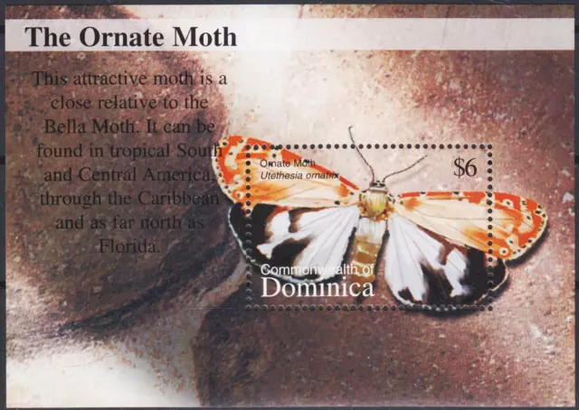 Dominica 2002 Moths Insects Fauna Butterflies Nature m/s MNH