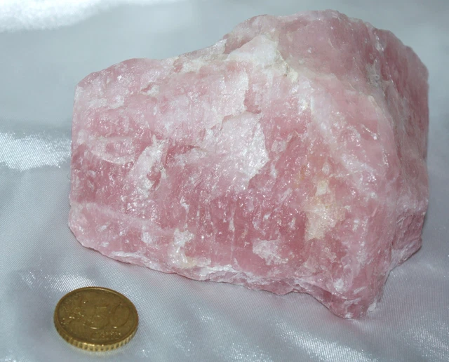 Rosenquarz Nr.4 Rohstein 852g 13x10cm Edelstein Brocken L Heilstein Stufe Geode