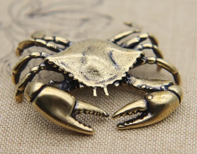 Brass Crab Animal Statue Small Sculpture Tabletop Figurine Home Decor Gifts