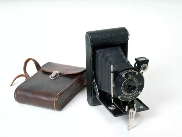 Vintage "Vest Pocket Kodak" Model B Folding Camera cased with stylus. E+ - great