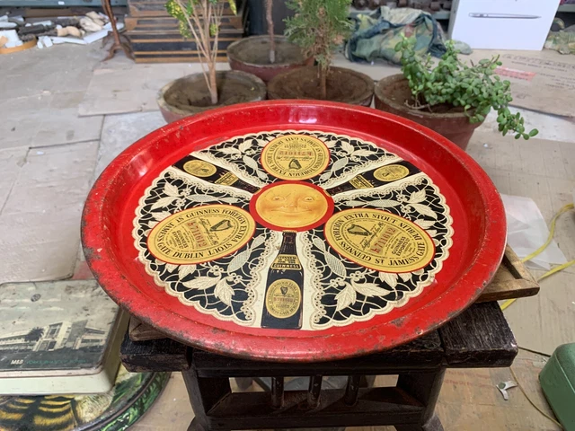 Vintage Guinness Foreign Extra Stout Beer Ad. Lithograph Print Tin Serving Tray