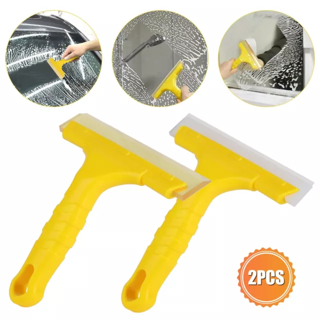 2X Window Squeegee Shower Cleaner Car Home Glass Wash Water Wiper Silicone Blade