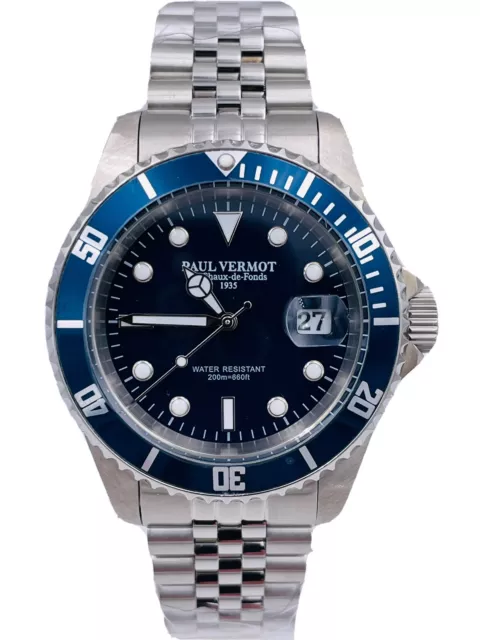 Orologio Paul Vermot Sub Wr200m 6789BLJ/230 Quarzo Acciaio Scontatissimo Nuovo