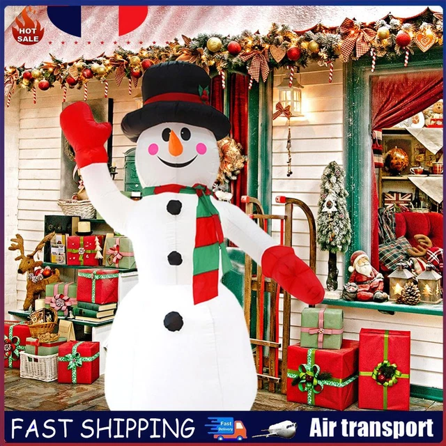 Bonhomme De Neige Gonflable Géant YONII 240cm - Avec LED Et Gonfleur - Décoration Noël Extérieur/intérieur
