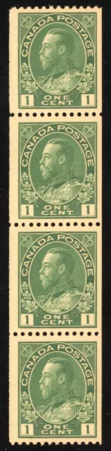 Canada Scott 131 Horizontal Coil strip of 4 Mint NH OG 1914-24 T718 bhmstamps