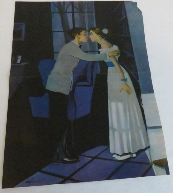 George Hughes Artist Illustration Magazine Clipping Prom First Kiss Teenagers