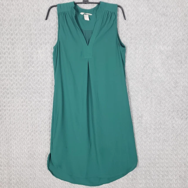 H&M Women's Slip Dress Size 4 Green Sleeveless Slip Dress Sheer Lined RN101255