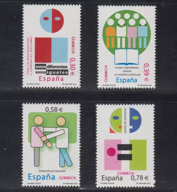 España (2007) Spain Nuevo Mnh Spanien Espagne - Edifil 4333/36 Valores Civicos