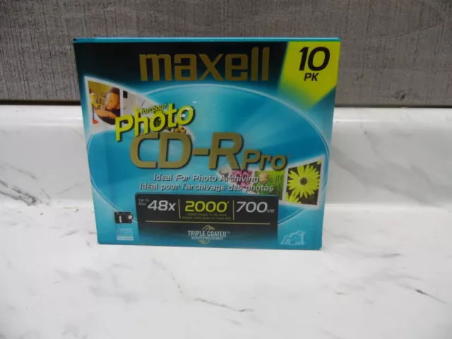 🎆MAXELL Photo CD-R Pro, 48x, 2000 Digital Images, 700MB - 10pack New Sealed🎆