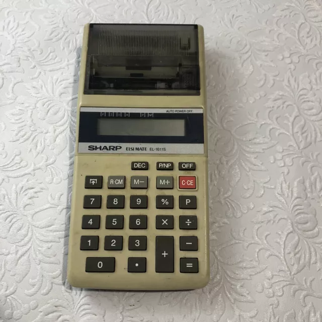 Vintage Sharp Elsi Mate Handheld & Office Desk Printing Calculator EL-1611S