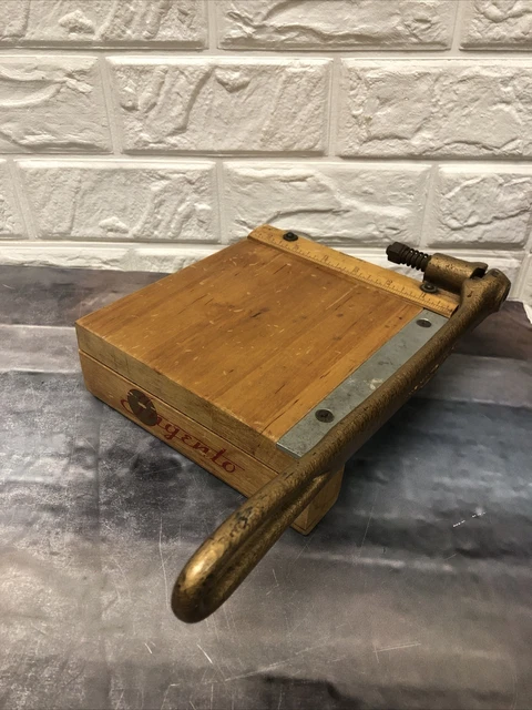 Vtg 7” Ingento No. 1 Holz & Gusseisen Papier Schneider/Slicer