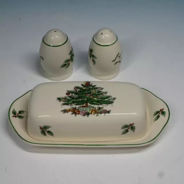 Spode Christmas Tree - Salt and Pepper Shakers - Butter Dish