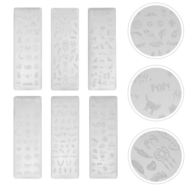 6 Pcs Costume De Lapin Modèle D'impression D'ongles Pochoirs Animaux Moule