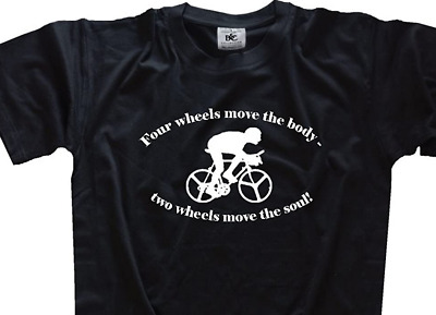 Two Wheels move the Soul-ciclisti BICI BICICLETTA DA CORSA BICICLETTA CASCO SPORT T-shirt