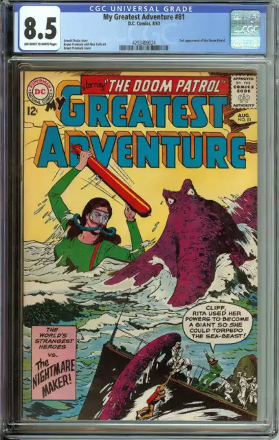 My Greatest Adventure #81 Cgc 8.5 Ow/Wh Pages // 2Nd Appearance Of Doom Patrol