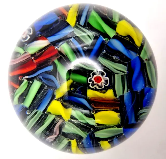 MURANO GLASS PAPERWEIGHT End Of Day Scrambled Millefiori Canes 1980 VINTAGE VG++