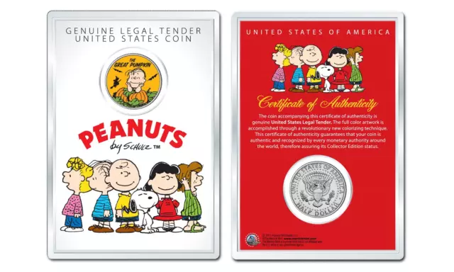 Peanuts Great Pumpkin Linus OFFICIAL JFK Half Dollar U.S. Coin in PREMIUM HOLDER