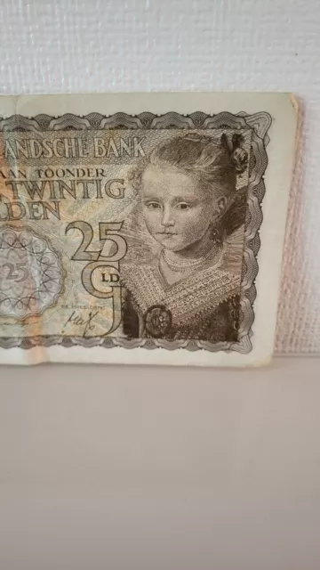 Banknote Niederlande 25 Gulden 1940 Originalbilder 2