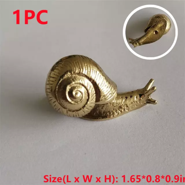 1PC Laiton Massif Escargot Statue Boutons Tiroir Armoire Anse Doré Commode Tirer
