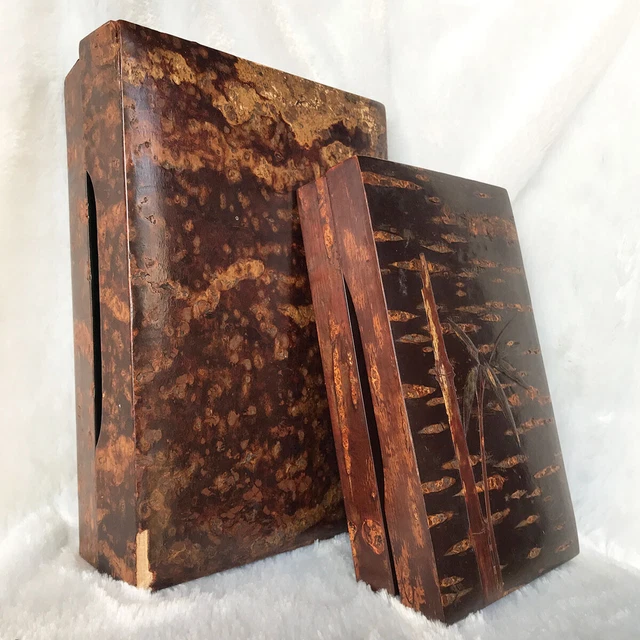 VINTAGE ANTIQUES JAPANESE CherryBark Wood Green Tea Boxes Collectible