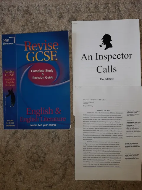 Letts Gcse Exam English Complete Study &Revision Book An Inspector Calls Macbeth