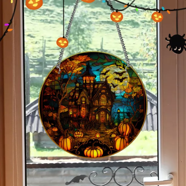 Halloween Decor Horror Home Decor Panel Wall Art Suncatcher Castle Hanging Sign