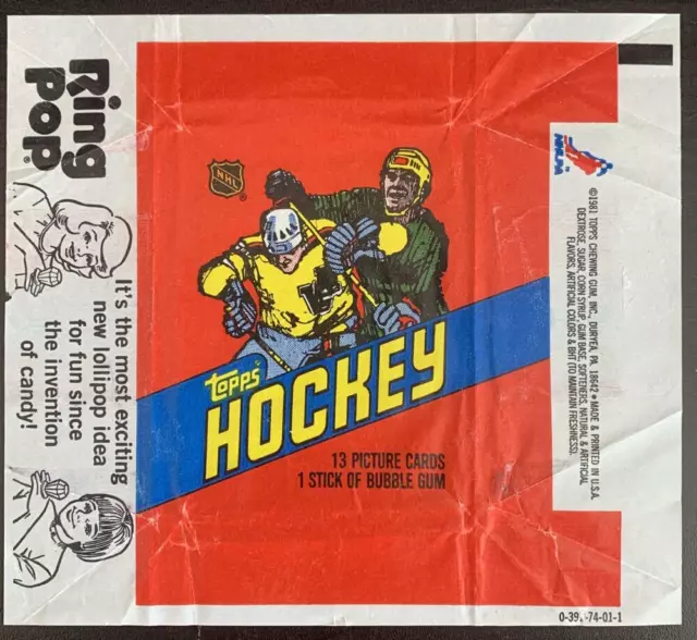 (HCW) Hockey Wax Wrapper - 1981-82 O-Pee-Chee - Ring Pop Pack W16