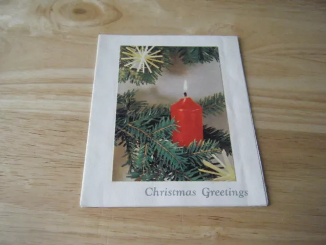 Vintage Christmas Greetings Card, Candle in Tree